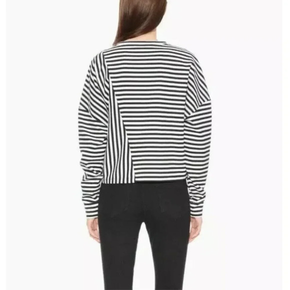Parker Womens Shirt Size M Black White Nanette Stripes Blouse $178 - Picture 2 of 10